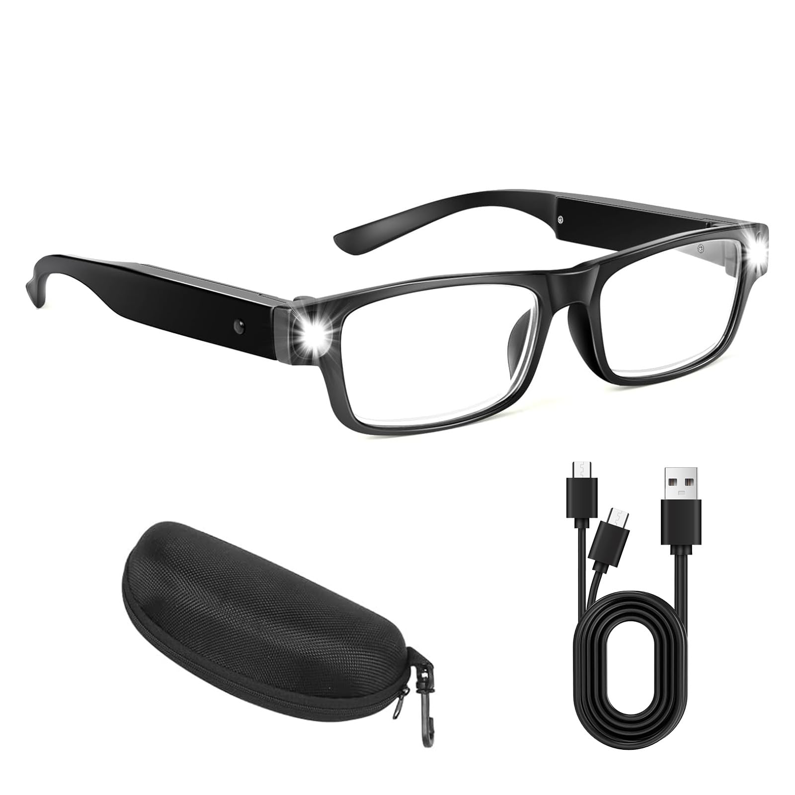 Colaren 180% Magnifying Glasses for Reading, USB Rechargeable Magnifying Glasses with Light for Hobbies, LED, with Glasses Case