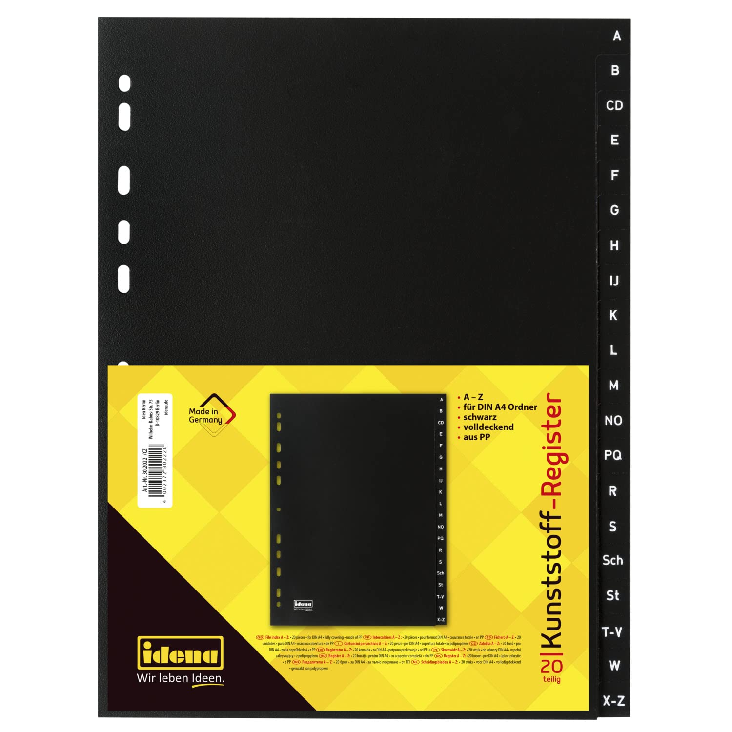 Idena 302022 A – Z Folder Dividers, DIN A4, Pack of 20