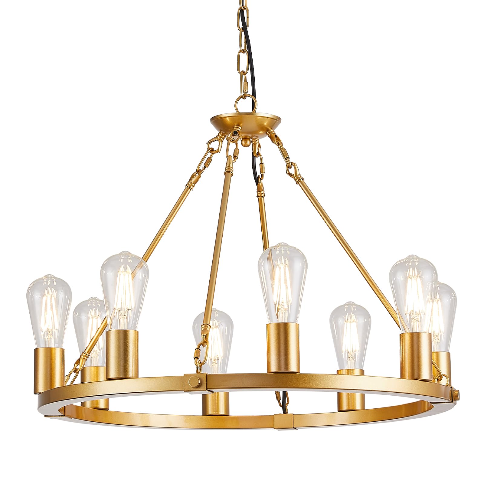 View 1 of *MISSING PARTS UNKNOWN*
Gold Wagon Wheel Chandelier, 8 Lights Dining Room Light Fixture,23.6" Golden Metal Kitchen Island Lighting Round Pendant Light Hanging Lamp for Foyer Living Room Entryway,Height Adjustable,E26