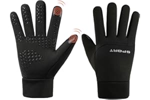 CRAZY SHARK Winter Warm Gloves, Waterproof Windproof Thermal Gloves for Men & Women, Anti Slip Touchscreen Cycling Gloves, Black Running Gloves for Hiking Climbing Driving Riding