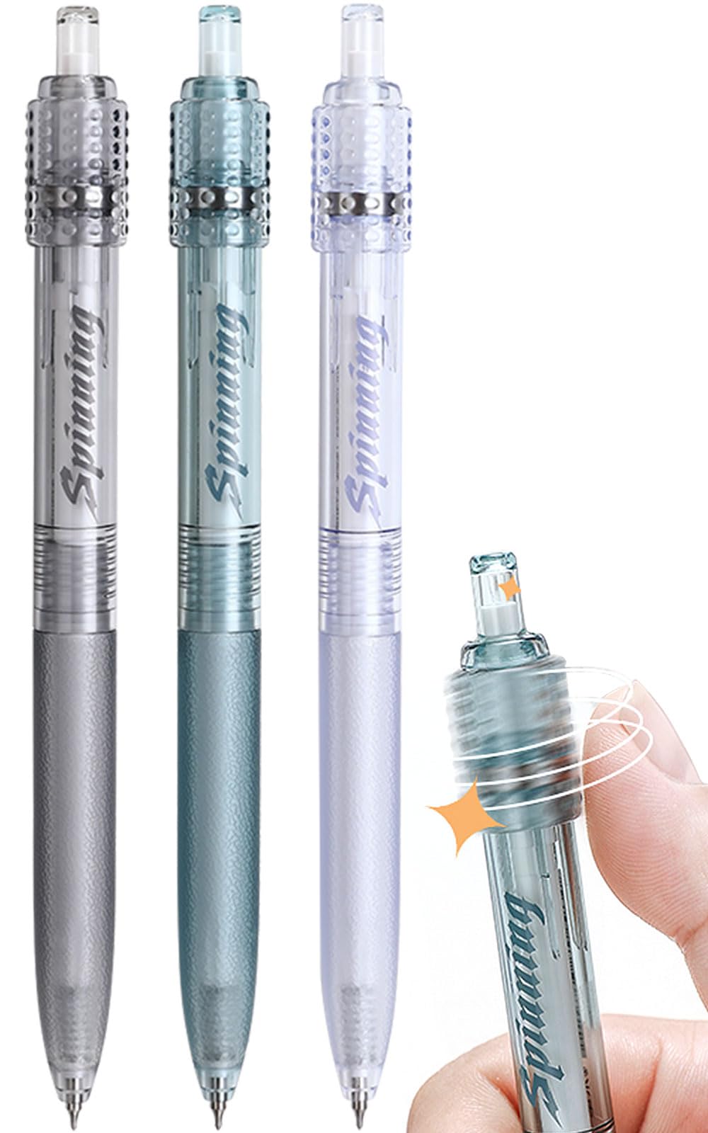 Archic Black Gel Pen 0.5mm Retractable Rotary Ballpoint Pens Pack of 3 (Gray Green Blue) — image 1