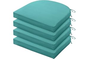 LOVTEX Outdoor Chair Cushions Set of 4, Outdoor Patio Chair Cushions with Ties,Waterproof Chair Cushions for Outdoor Furniture, 17 x 16 x 2 inch, Teal