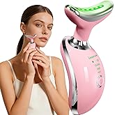 Face and Neck Massager Tool with Heat & 3 Light Therapies, Smart Vibration, Red-Light-Therapy and EMS Modes, Gua Sha Facial Tools for Face and Neck Skin Care and TMJ Relief