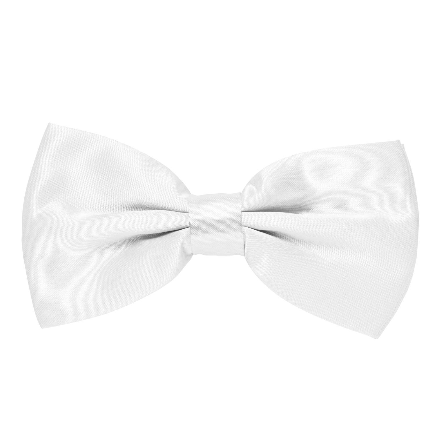 MASADA bow tie white - men's accessory in shiny-look, continuously adjustable, handmade with hook closure - 12 x 6 cm