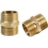 AUUTI 3/4 Inch Npt Brass Nipple Male To Male Pipe Fitting Adapter | Straight Connector for Hose, Brass Fittings (3/4 inch x 3/4 inch NPT Male2 Piece)