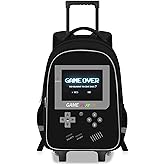 ZHIMEBYE Kids Rolling Backpack for Boys - Gamer Boys Rolling Backpack with Wheels, Elementary Middle School Roller Bookbag with Adjustable Handle for Travel & School