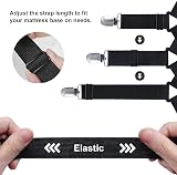 ZGTS 4 PCS Adjustable Bed Sheet Clips with Elastic Straps - Black view 4