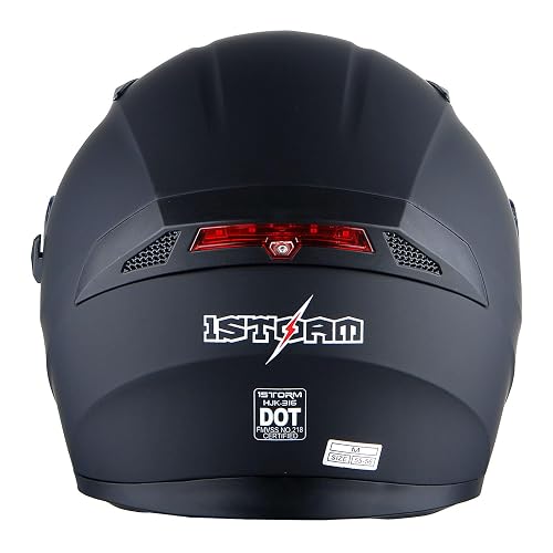 1Storm Motorcycle Street Bike Dual Visor/Sun Visor Full Face Helmet Mechanic  with LED Tail Light: Matt Black in Kenya | Whizz Helmets
