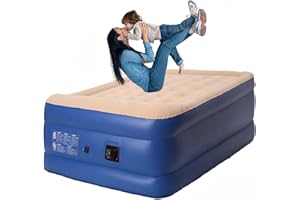 Barphygo Twin Air Mattress with Built in Pump,19" Height Foldable Blow Up Air Mattress Raised with Carry Bag, Inflatable Airbed for Camping Guest Home Travel Relocate,595lb Max