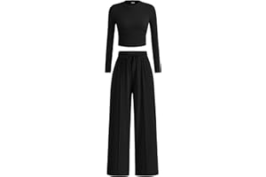 BTFBM Casual 2 Piece Sets For Women Fall Outfits 2025 Ribbed Long Sleeve Crop Top Wide Leg Pants Matching Lounge Set
