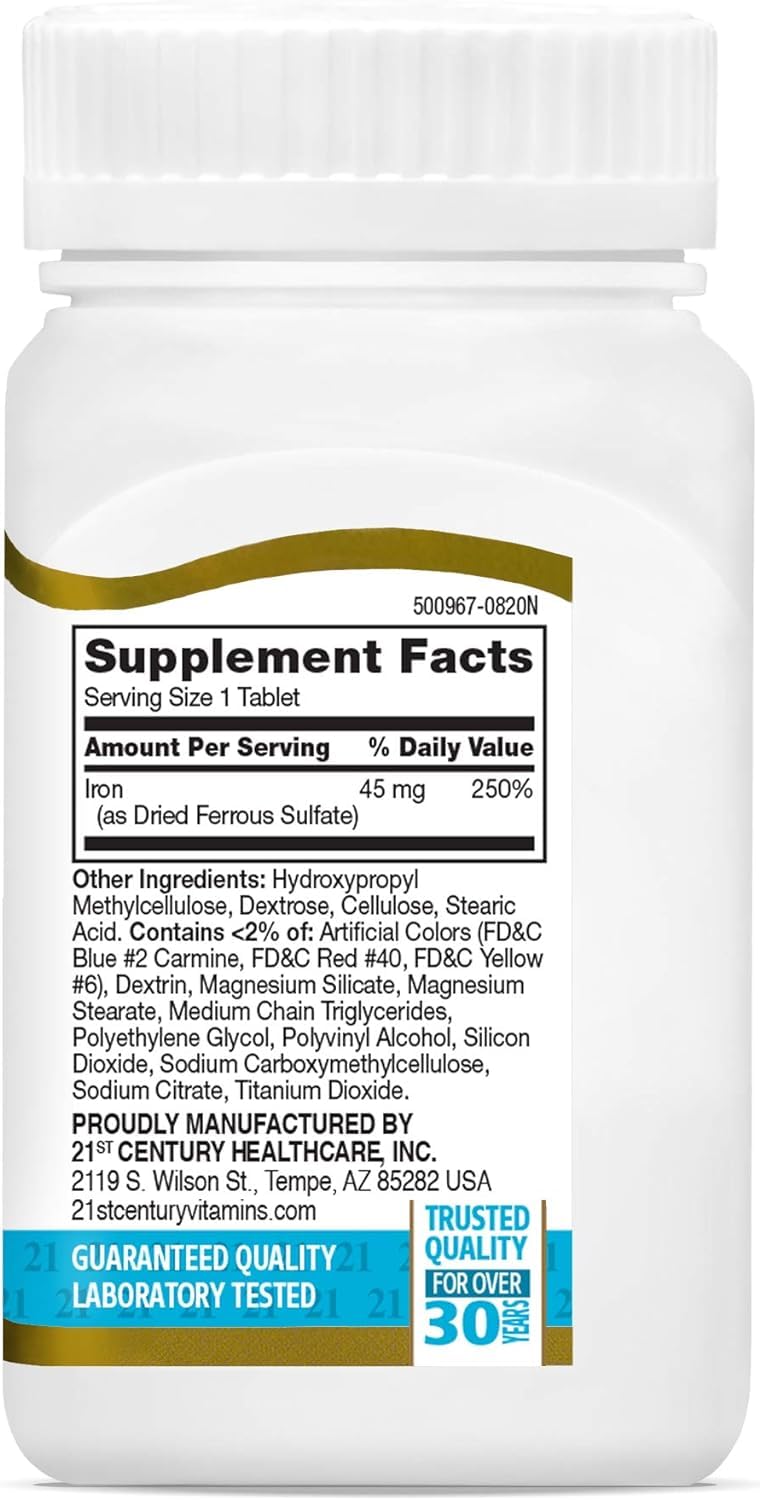 21st Century Slow Release Iron Tablets, 60 Count PACK OF 2 - Packaging May Vary