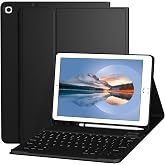 Divufus Keyboard Case for iPad 9.7 Inch 6th/5th Generation, for Air 2/1 Gen | Detachable Wireless Keyboard, Support 3 System, Folio Stand, With Pencil Holder, Soft TPU Shell for iPad 9.7", Black