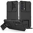 Vokuha Case for Oppo A74 4G Case, Oppo F19/Reno 6 Lite CHP2219 Case with Slide Camera Lens Kickstand Military-Grade Bumpers Armor Shockproof Protective Cover for Oppo A74 4G Black