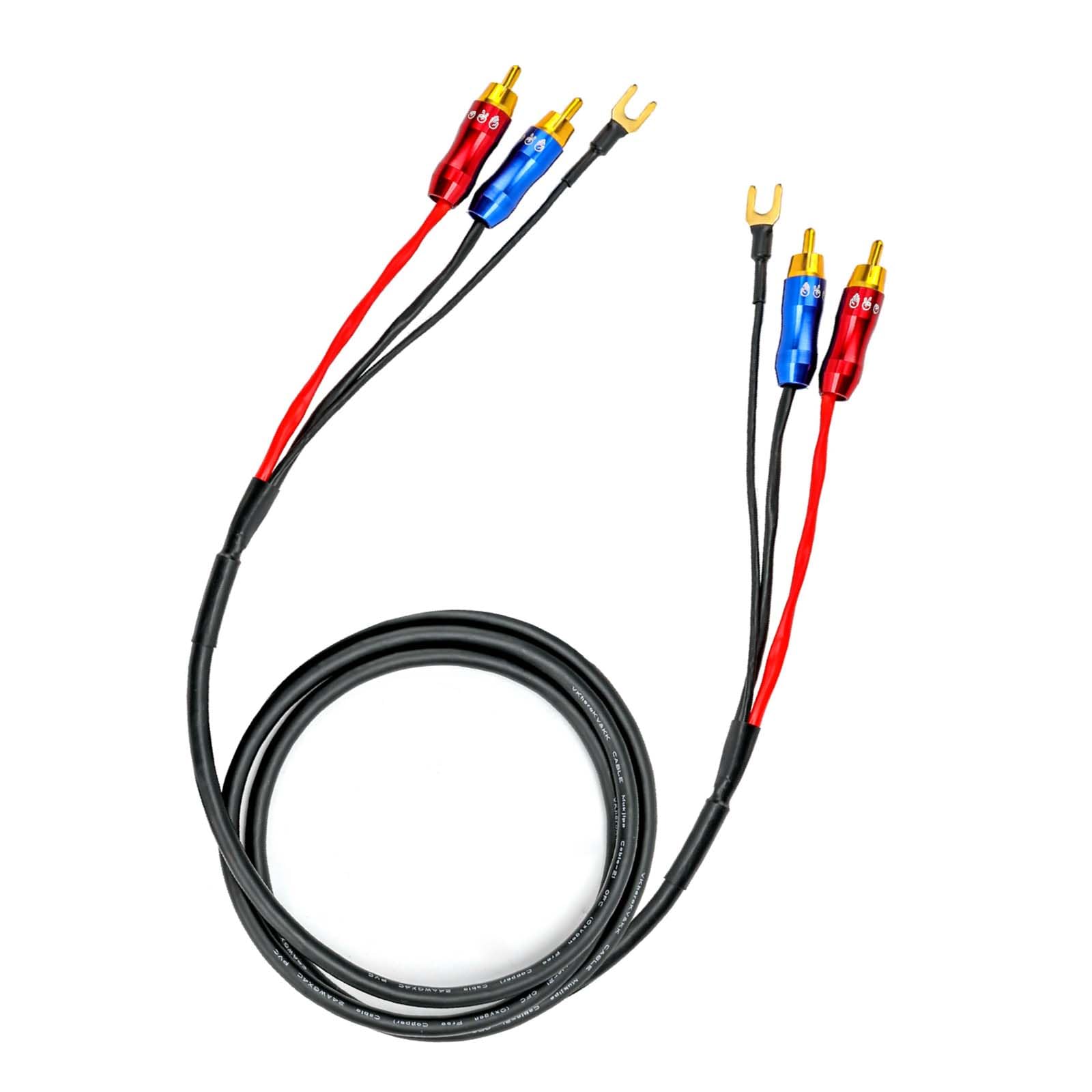 KKCable FO-I RCA Cable with Ground Wire, Dual RCA Stereo Interconnect Cable - 1.5M (4.92ft)