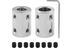BokWin 2 Pcs Bore Rigid Coupling Set 8mm to 10mm Shaft Coupler Connector Stainless Steel Coupler Rigid Couplings for 3D Printers Motor Accessories