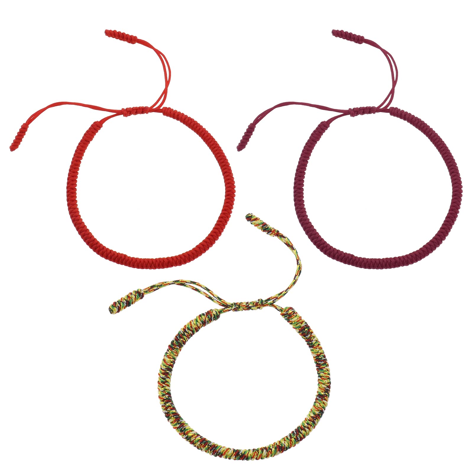 EMSea 3pcs Ethnic Style Bracelets Handmade Braided Bracelet Waterproof Rope Bracelet Adjustable Buddhist Wrist Cord for Women Men Handcrafted Jewelry Party Accessories