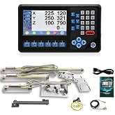 DITRON 3Axis LCD DRO Multi-function RPM Digital Readout Display,5um Linear Scales 10'' 16'' 14'' Glass Optical Encoder Sensor OEM for Lathe Milling Bridgeport Knee Mill (270mmx420mmx370mm)