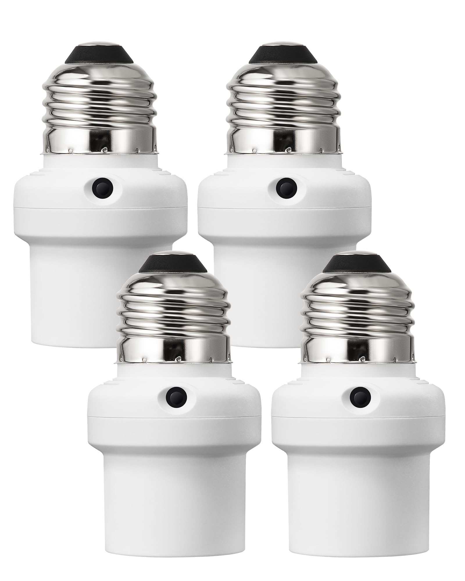 Photo 1 of DEWENWILS Light Sensor Socket, E26/E27 Socket Adapter, Automatic Dusk to Dawn, Double Sensors for Porch/Wall Light Fixtures, Compatible with Incandescent/CFL/LED/Halogen, 4 Pack, White, ETL Listed