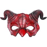 BPNHNA Halloween Demon Foam Mask Red Half Face Ram Horn Devil Masquerade Accessories for Cosplay Costume
