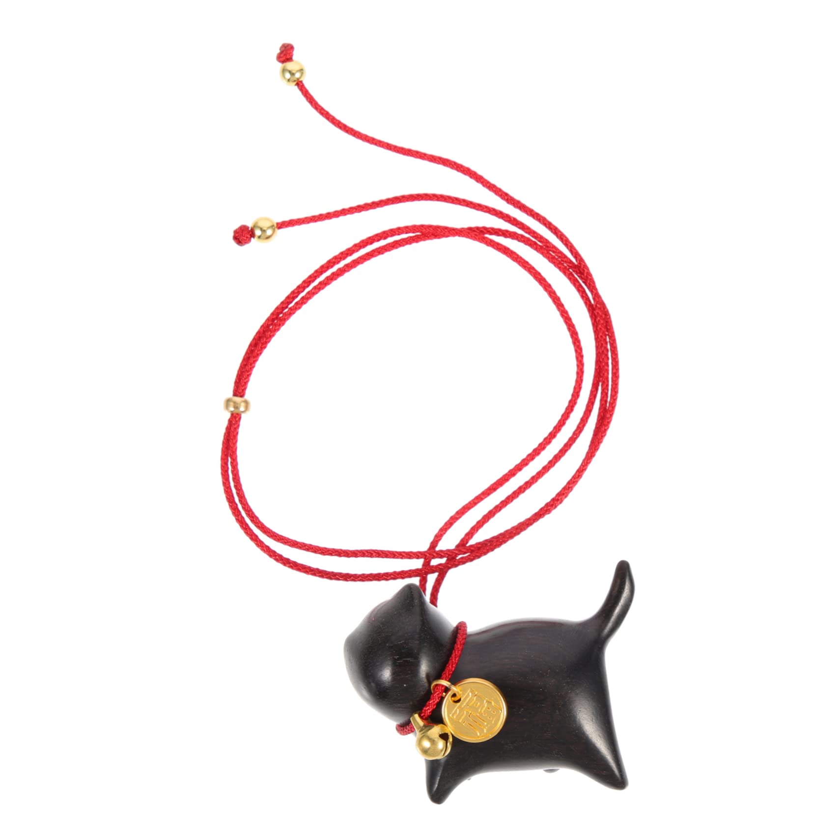 SEWOART Wooden Cat Pendant Micro Purse Desk Top Decor Tiny Cat Figurines Maneki Neko Keychain Lucky Cat Keychain Car Hanging Charm Cat Ornament Small Cat Hanging Statue Cat Hanging Pendant