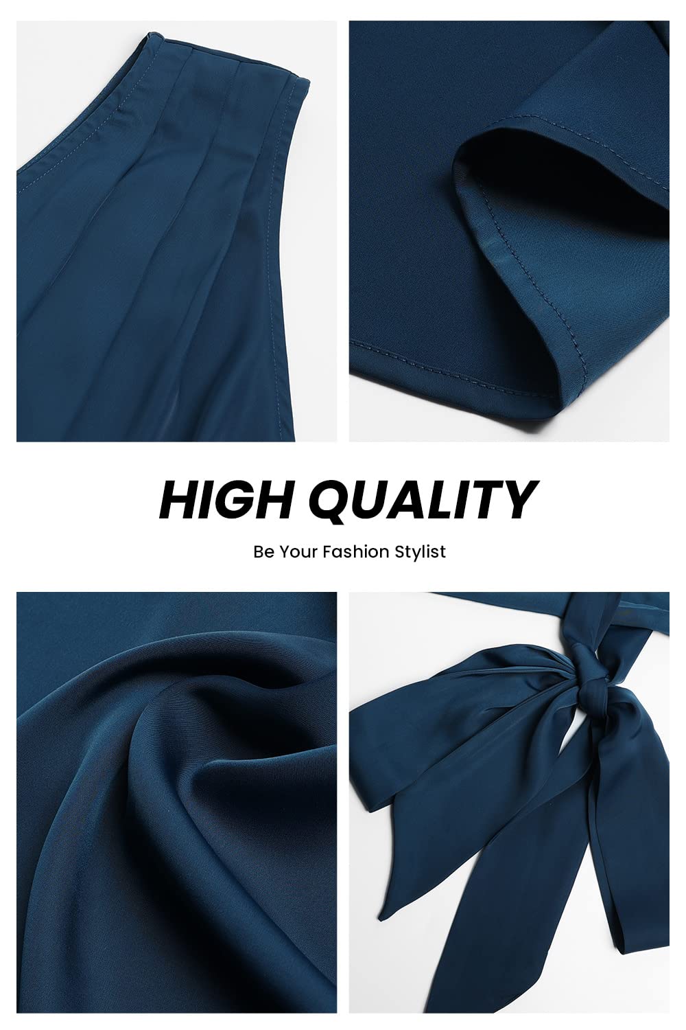 PRETTYGARDEN Women's Summer One Shoulder Ruched Satin Dress Sleeveless Wrap Spring Wedding Guest Cocktail Midi Dress