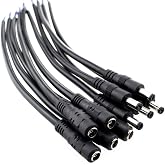 SIM&amp;NAT 18 AWG DC Power Pigtail Cable, 2.1mm x 5.5mm Barrel Plug Wire Male&amp;Female Connectors for CCTV Security Camera and Led Lighting Power Adapter, Pack of 10