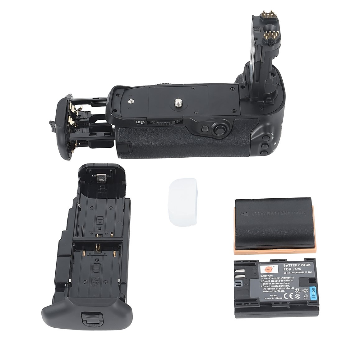 DSTE Multi-Power Vertical Battery Handle Holder Compatible for Canon EOS 7D Mark II Digital SLR Camera as BG-E16 with 2-Pack LP-E6