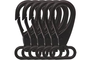 BIKICOCO 1'' Swivel Bolt Snap Hook Lobster Claw Clasp Trigger Spring Loaded Clip, Oval-Ring Ended, Black - Pack of 6
