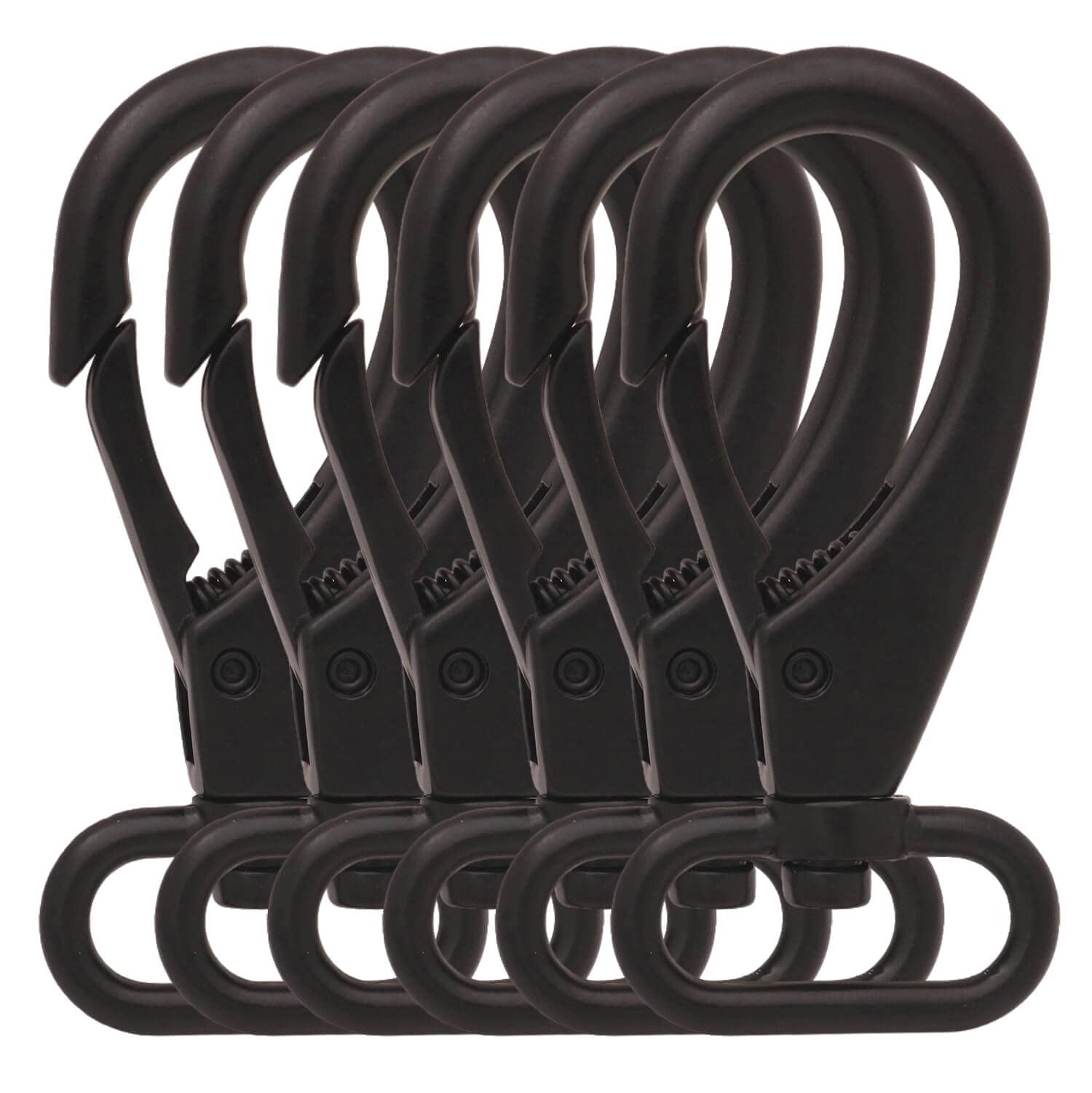 BIKICOCO 1'' Swivel Bolt Snap Hook Lobster Claw Clasp Trigger Spring Loaded Clip, Oval-Ring Ended, Black - Pack of 6