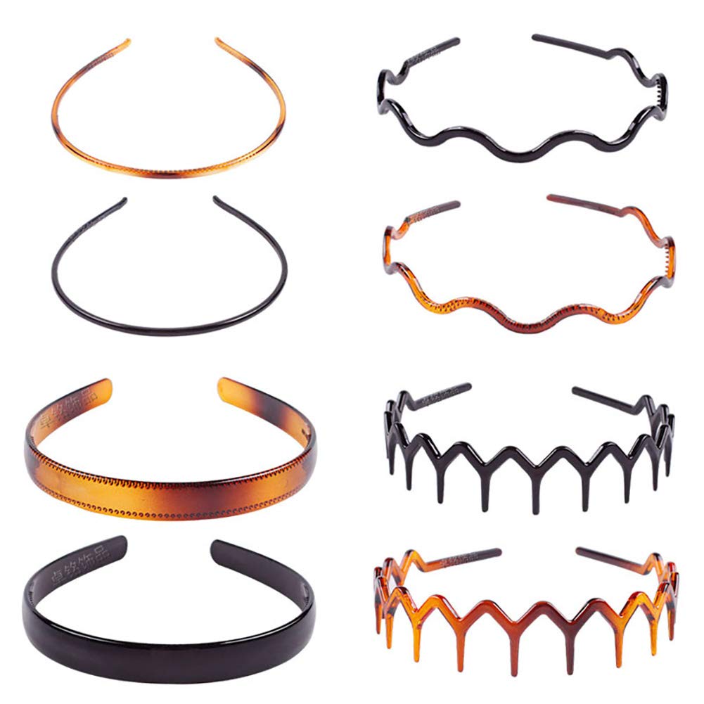 Set of 8 Unisex Hard Plastic Sharks Tooth Headband Hair Comb High-grade Headwear Hairband Hair Hoop (B#)