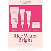 The Face Shop Rice Water Bright Travel Kit, Korean Skin Care Set with Ceramide, Gift Set - Gentle Face Wash & Vegan Skin Care (Serum, Cream, Eye Cream), Hydrating for Dry Skin, Daily Face Moisturizer