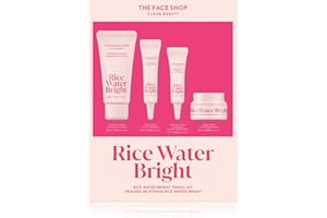 The Face Shop Rice Water Bright Travel Kit, Korean Skin Care Set with Ceramide, Gift Set - Gentle Face Wash & Vegan Skin Care (Serum, Cream, Eye Cream), Hydrating for Dry Skin, Daily Face Moisturizer