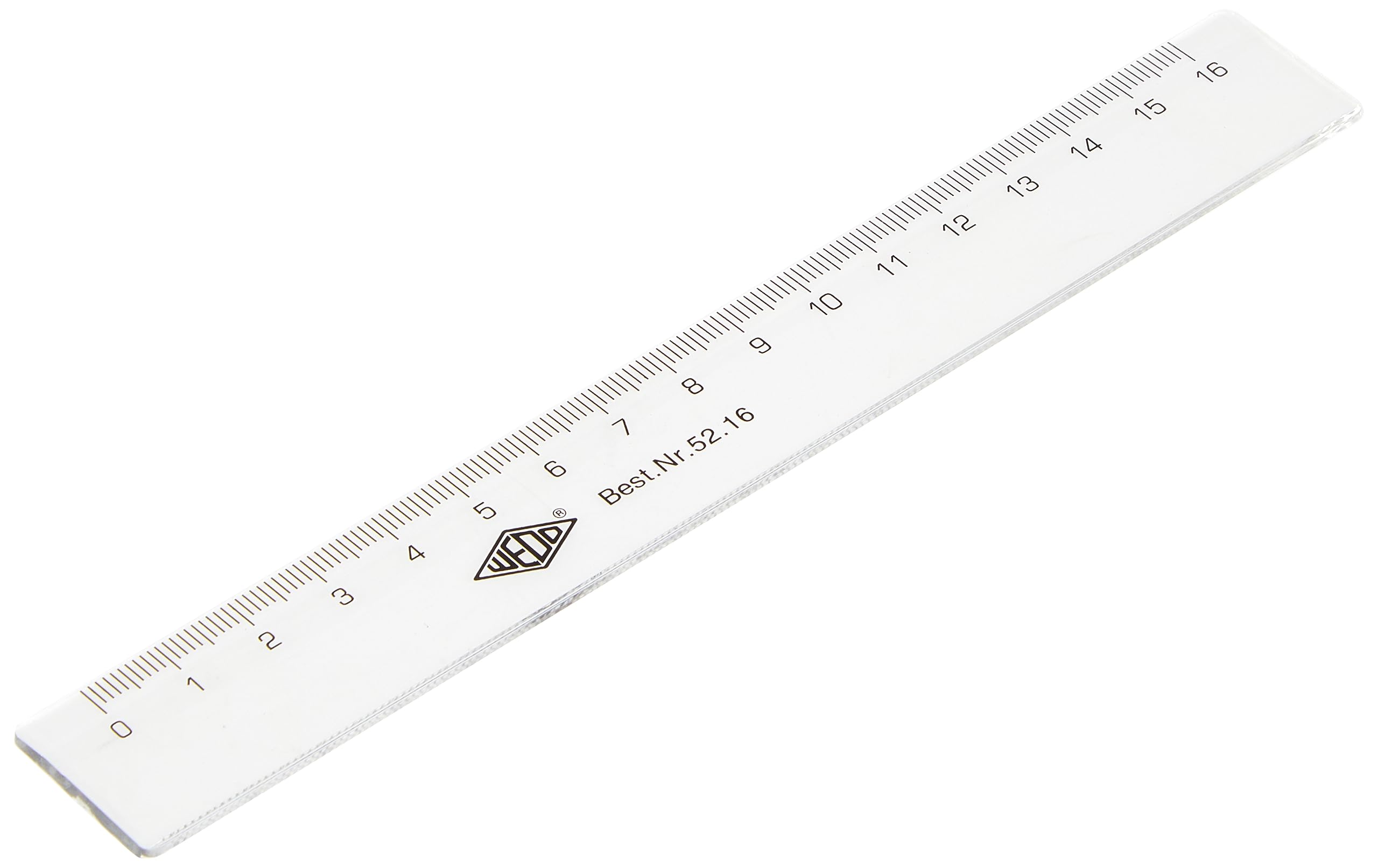 Wedo 5216 Ruler, 16 cm, Ink Edge, Embossed Centimetre Division, Plastic, Transparent