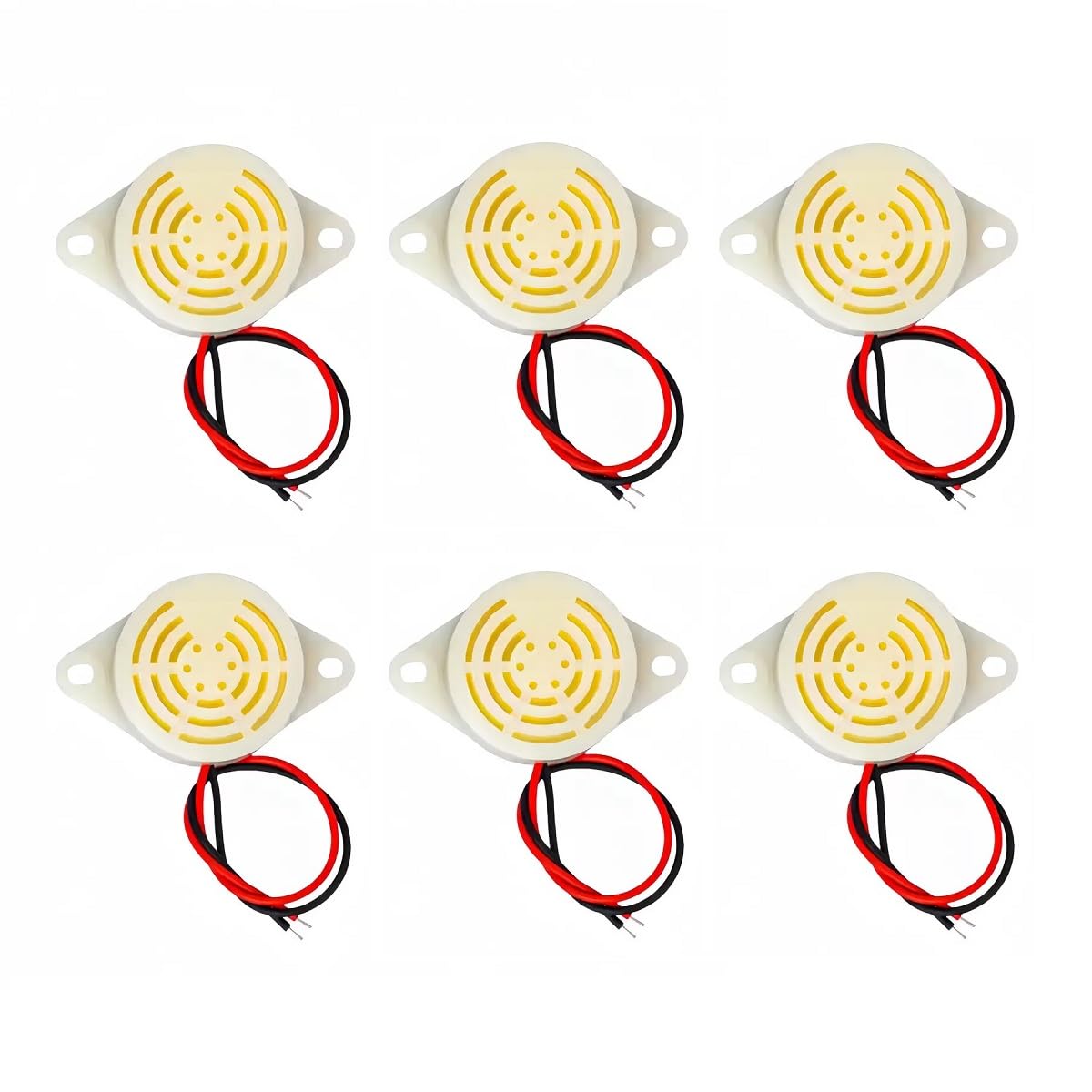 Taikuwu 6Pcs Active Buzzer 3-24V DC, 95dB Piezo Alarm Sounder for Arduino, Automotive Electronics, DIY Projects (White)