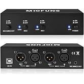 Micfuns MC2 2 Channel 48V Phantom Power Supply | 3.5mm Audio Cable, Connect Audio Interface, Condenser Microphone, Music Recording Equipment
