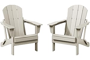 WestinTrends Malibu 2 Piece Set Outdoor Folding Poly Adirondack Chair, Sand
