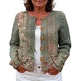 TIAFORD Women's Vintage Boho Pattern Knit Cardigan 2025 Fall Winter Oversized Button Down Cozy Chunky Sweaters for Women