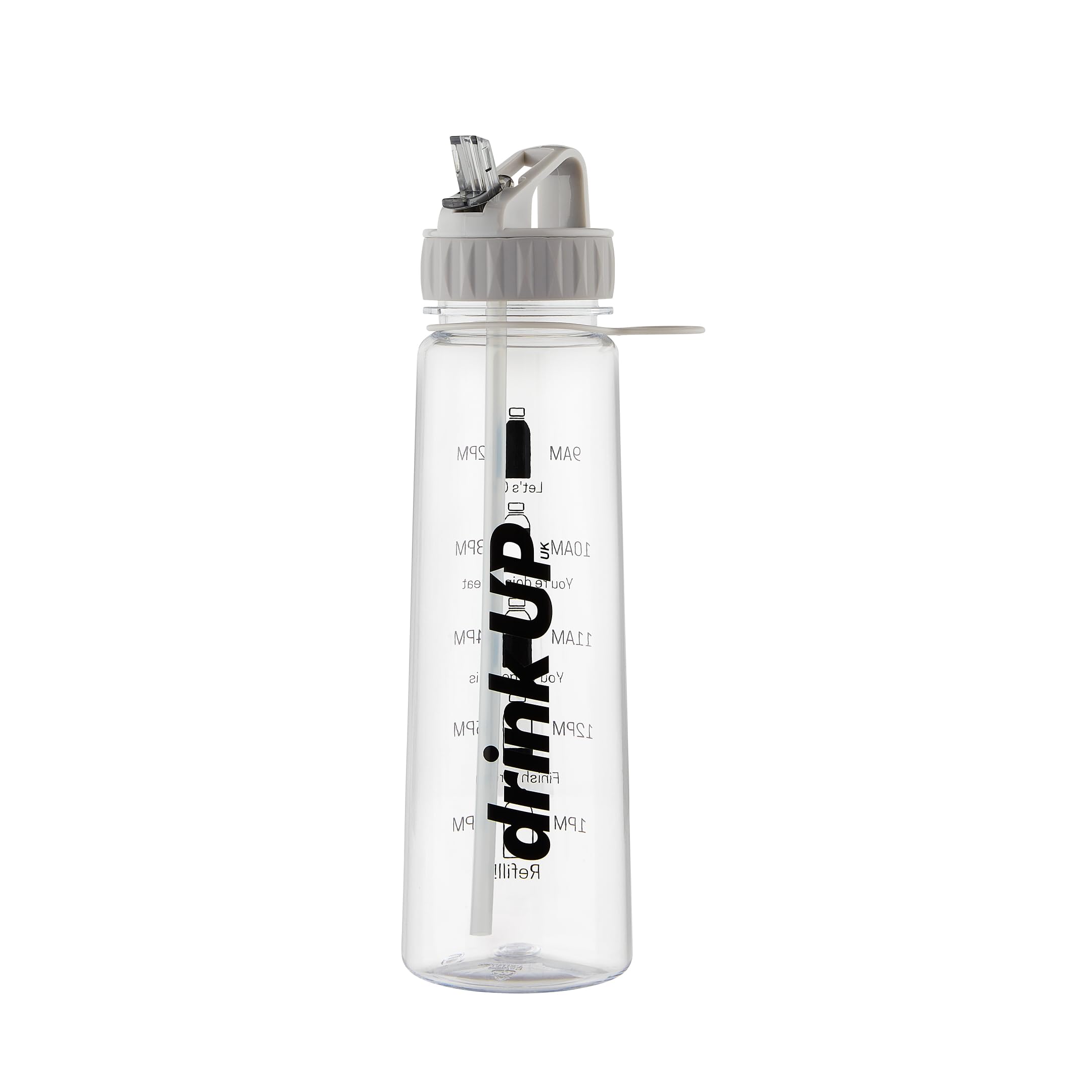 DrinkUp Motivational Water Bottle with Time Markings Straw | Leak Proof Reusable BPA free Hour Measuring Reminder Drinking Bottle | Ideal for Gym Hiking Cycling School Office 900ml