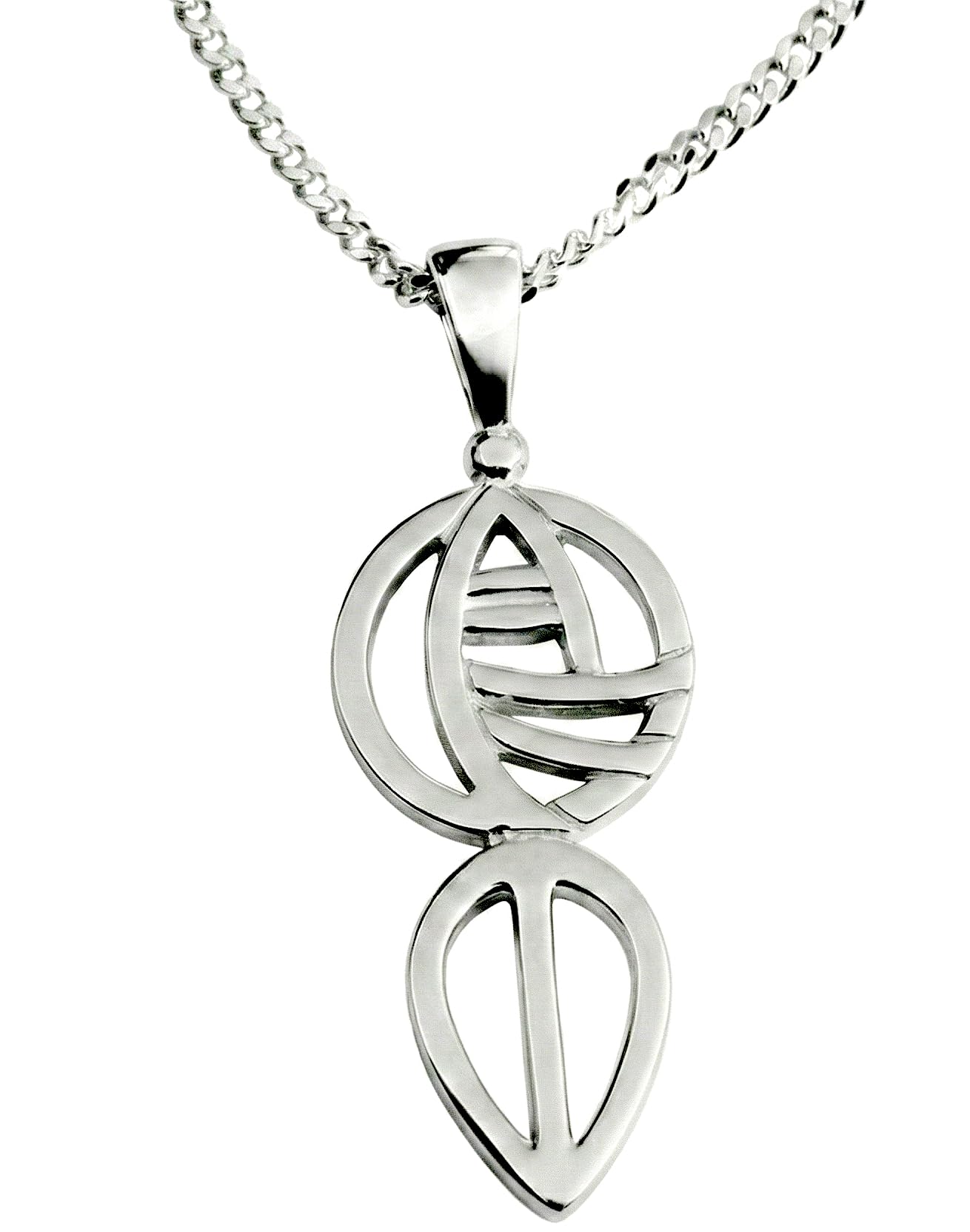 Cairn 925 Sterling silver Charles Rennie Mackintosh pendant necklace with 18" silver chain for women. Jewellery gift box included. Art School 762