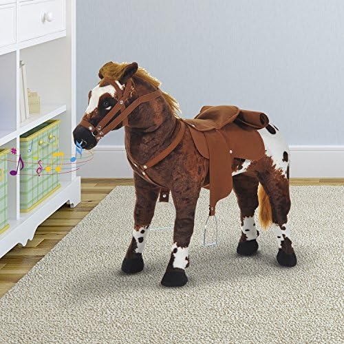 Kids Toy 24" Ride On Rocking Horse Plush Standing Pony Cowboy Gift Neigh Sound