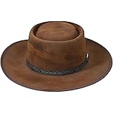 Vintage Western Cowboy Wool Felt Hat Classic Rancher Wide Brim Western Style Distressed Men Women Autumn Winter Hat Brown