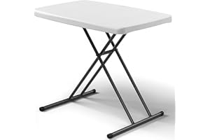 MAKE CHANGES Folding Table, 30 Inch Adjustable Height Foldable Picnic Table, Portable TV Tray & Laptop Desk for Small Spaces, Dorms, Patio, Camping, BBQs, RV Travel, or Crafting, Easy to Fold and Store