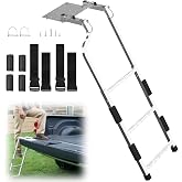 Pickup Trucks Tailgate Ladder - Heavy Duty Stainless Steel Foldable Rear Ladder Anti-Slip Steps, Adjustable Height Universal Fit Truck Accessories for Ram Ford Chevy GMC, Rustproof, Easy Installation