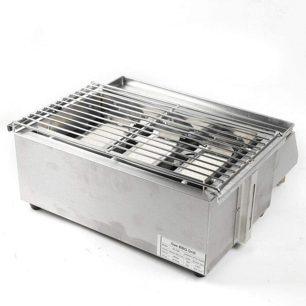 review 3 Burner Tabletop Gas Grill, Portable Stainless Steel Barbecue Stove BBQ Cooker for Outdoor Camping Picnic (US Stock)