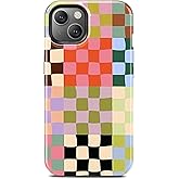 Colorful Checkered Phone Case for iPhone 13, Compatible with Magsafe, Trendy Cute Gingham Aesthetic Fun Magnetic Slim Shockproof Protective Women Girl Cover Case