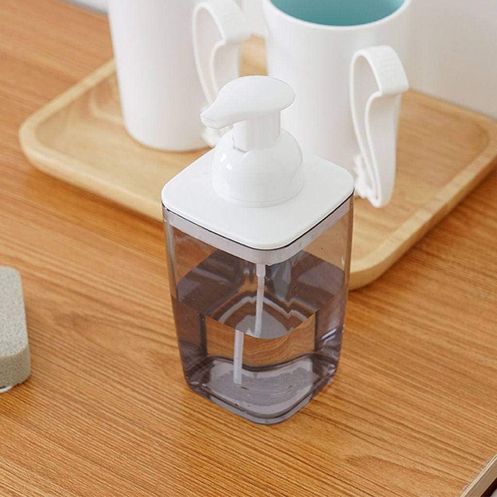 Hand Soap Transparent Soap Dispenser, 420ml Clear Hand Pump Storage Compartment Foaming Soap Dispenser Be Applicable Kitchen Sink Bathroom Countertop Family-gray