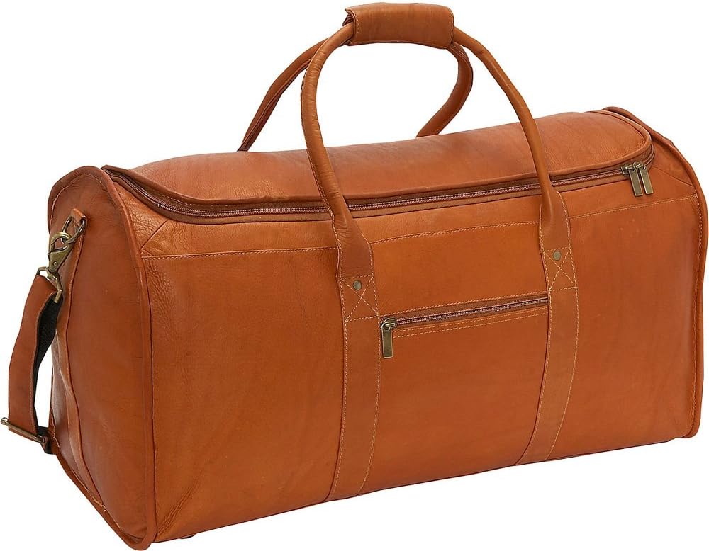 25" Leather Travel Duffel Color Cafe / Dark Brown