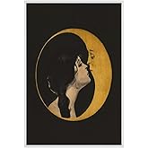 Retro Decor Print Wall Art Woman Kissing Moon Print Black Moon Wall Art Witchy Picture Room Decor Aesthetic Poster Goddess Art 12x16inch Unframed Office Bedroom Living Room Wall