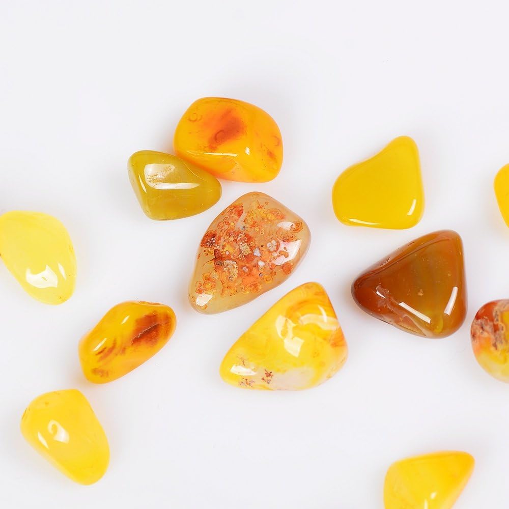 OCN-HEALING 200g Crystal Tumbled Polished Natural Agate Gravel Stones for Plants and Crafts - Small Size - 7mm to 9mm Avg (Yellow Agate) : Garden & Outdoor