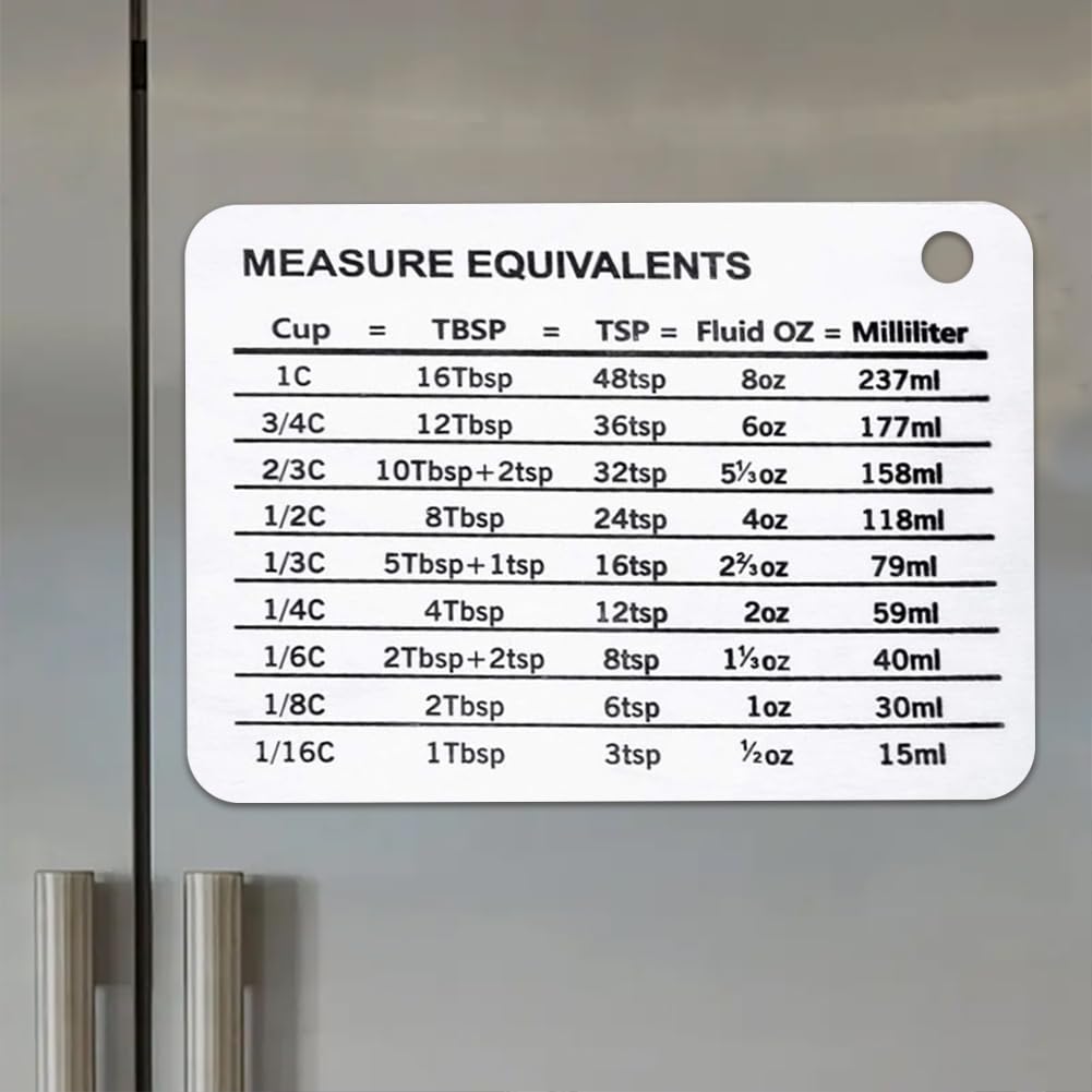 Photo 1 of 1 PC Kitchen Conversion Chart Magnet,Stainless Steel Conversion Chart for Refrigerator?White-Grey?